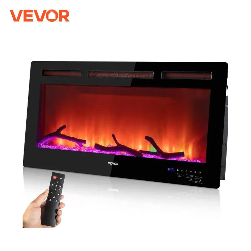 VEVOR 1500W Electric Fireplace Recessed Wall Mount Heater