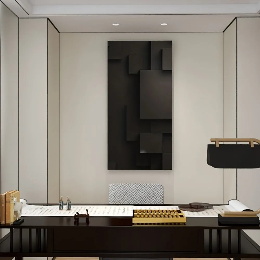 Hign-concerned Pine Wood Frame Abstract Geometric Mural
