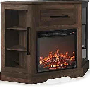 Color Modern Corner TV Stand with Electric Fireplace Heater