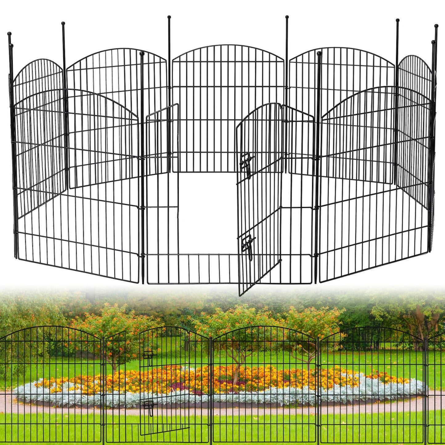 No Dig Decorative Garden Fence With Gate Outdoor Easy Setup