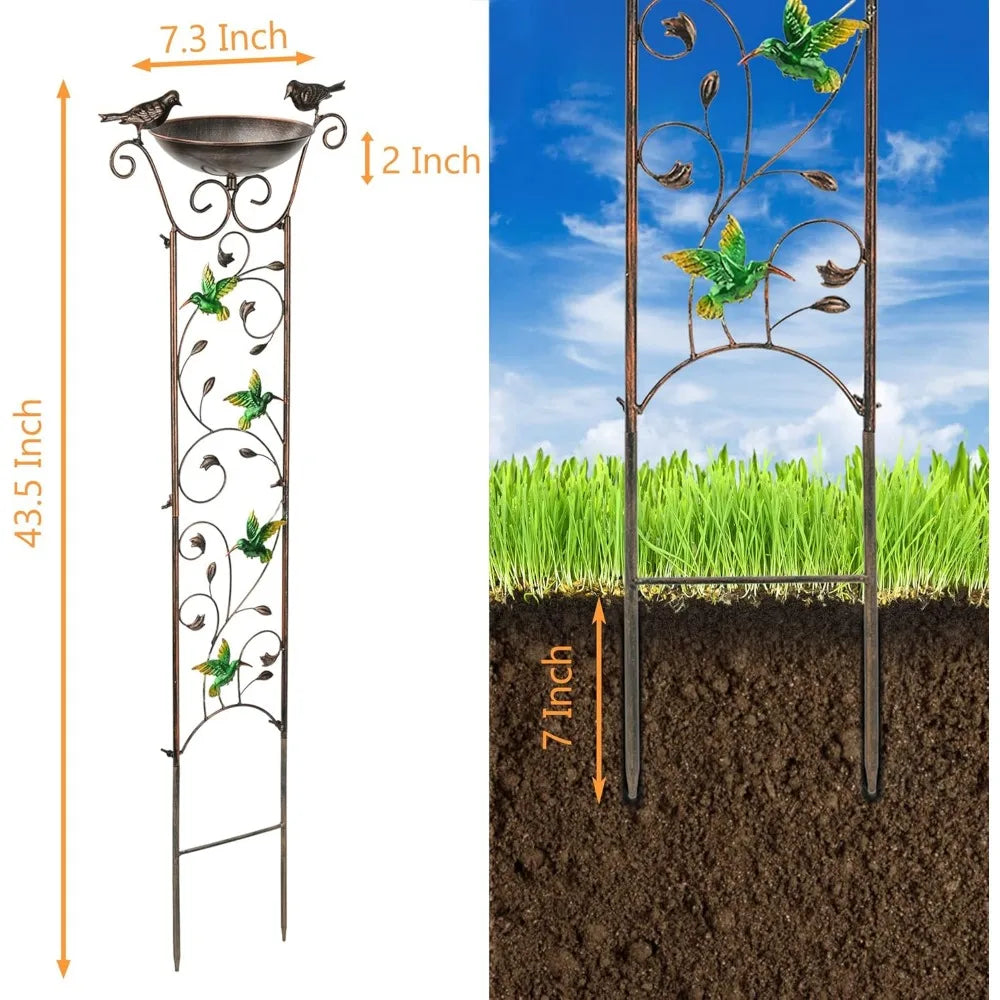 Lewis Wayne Garden Trellis Bird Bath Detachable Hummingbird