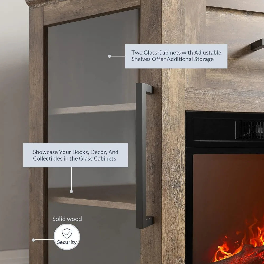 Color Modern Corner TV Stand with Electric Fireplace Heater