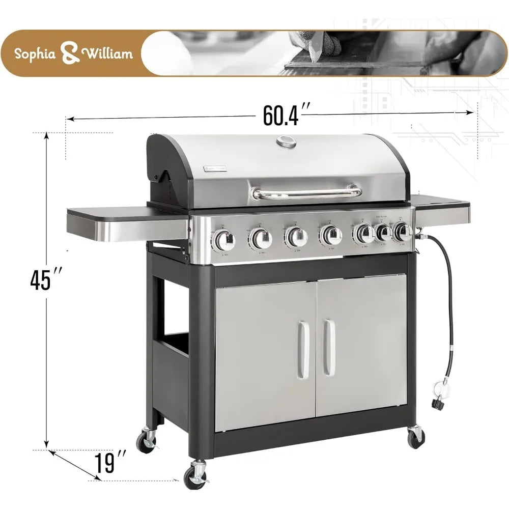 Sophia And William 6 Burner Propane Grill With Side Burner