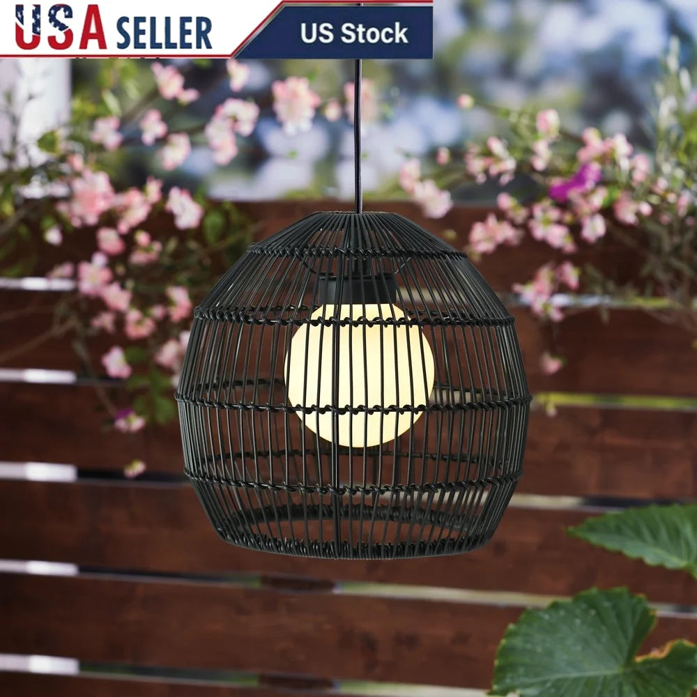 DUTRIEUX Outdoor Solar Pendant Light Woven Metal Frame