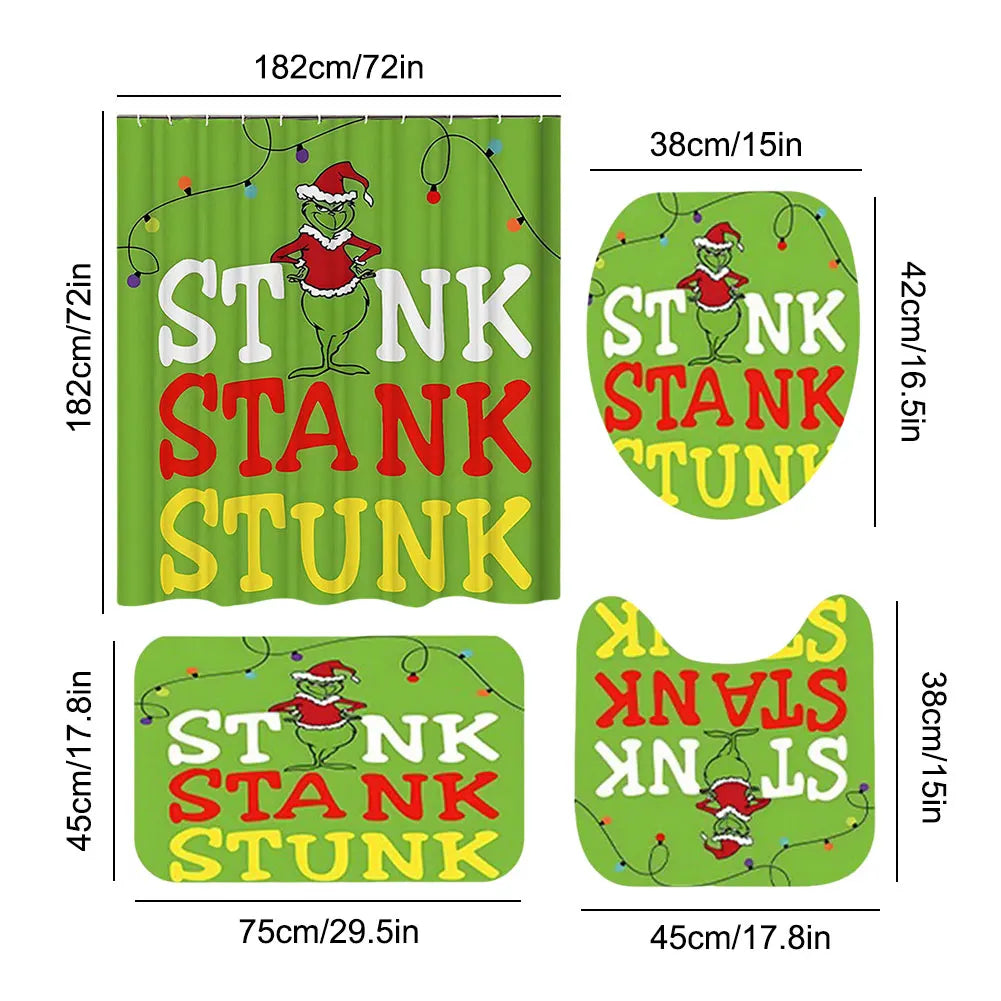 Warm Welcome Decor Christmas Snowman Shower Curtain Set Rugs