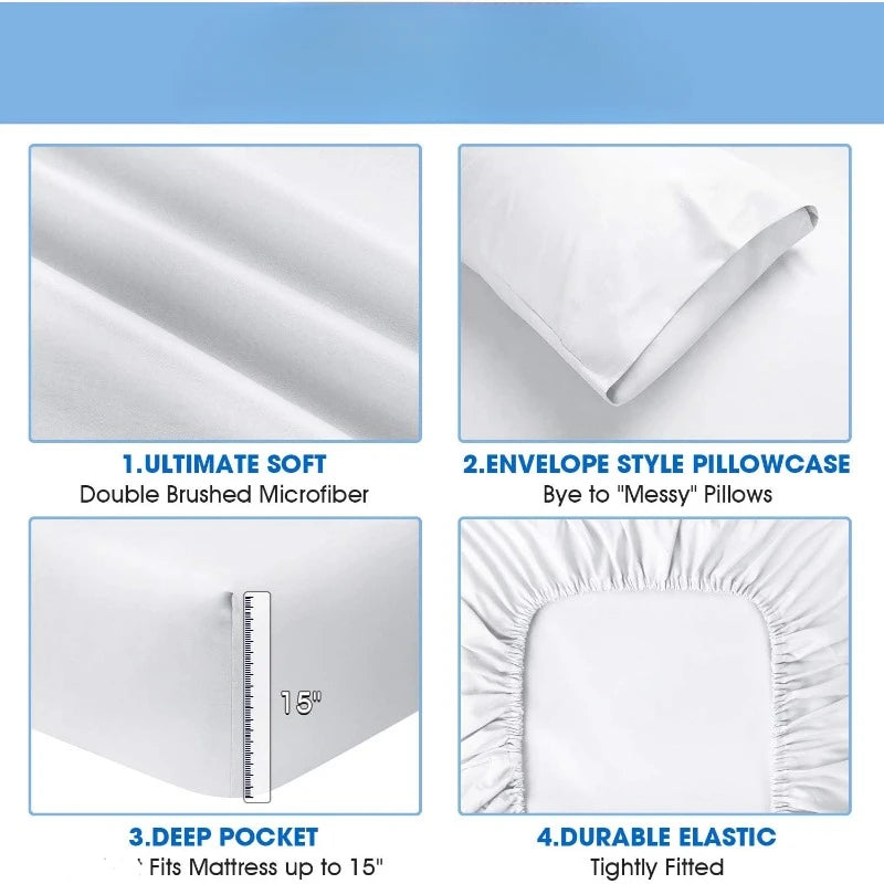 Craft Of Weaving Hotel Luxury Bed Sheets Set Soft 1800TC