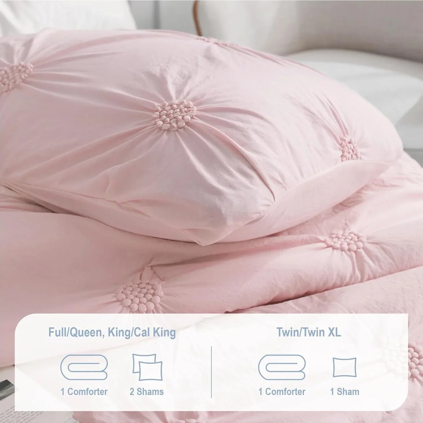 Craft Of Weaving 3D Floral Pintuck Comforter Set 3 Piece