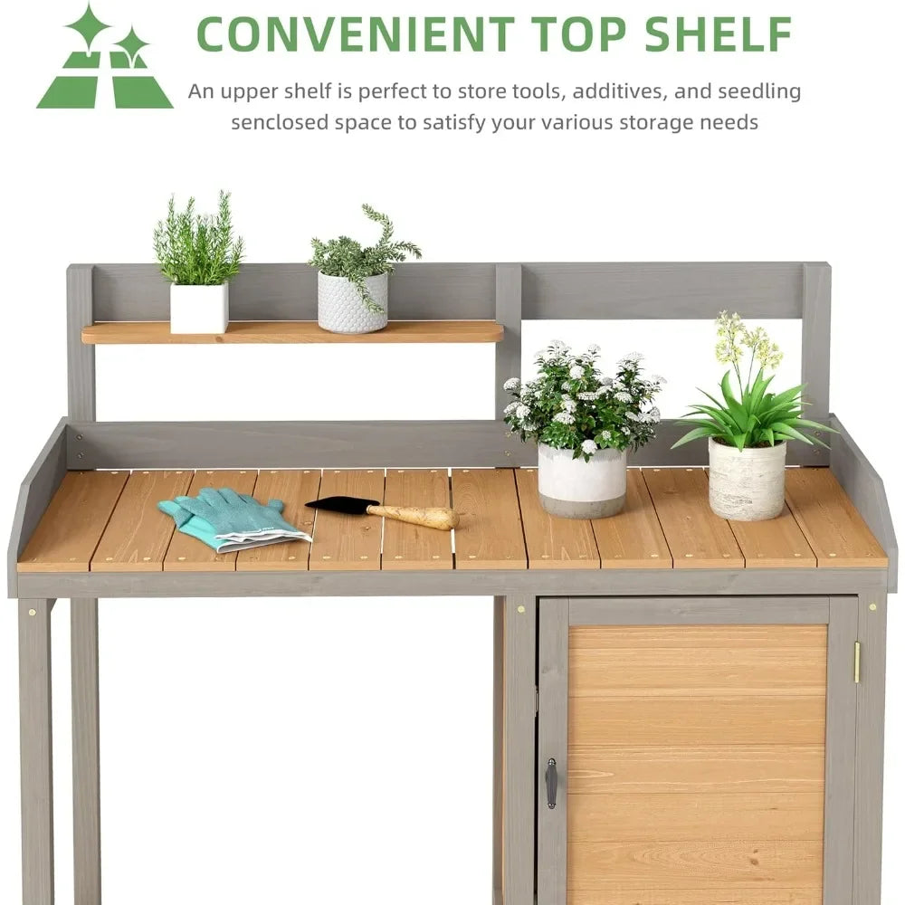 Guangbai Wooden Potting Bench With Sink And Storage
