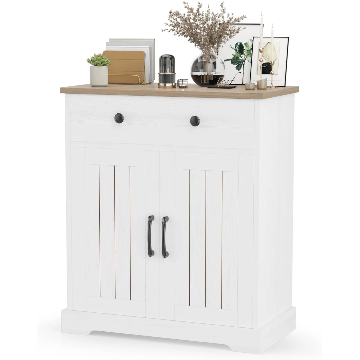 HobbyLane Kitchen Storage Cabinet Modern Buffet With Drawers And Doors