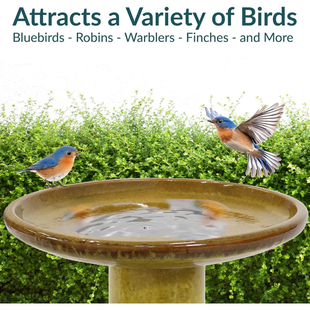 Sunnydaze Ceramic Outdoor Bird Bath Hand Painted UV Frost