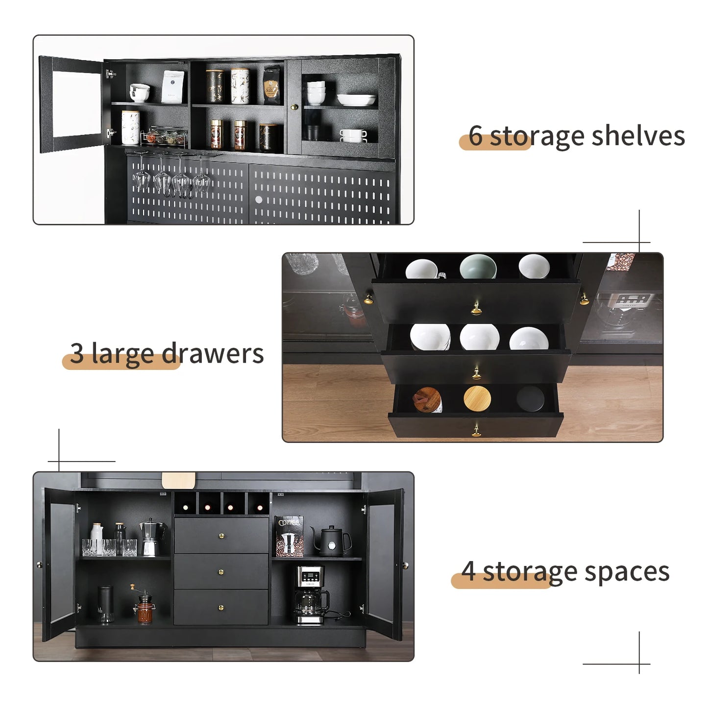 Warm Welcome Decor Pantry Cabinet Freestanding Storage Hutch