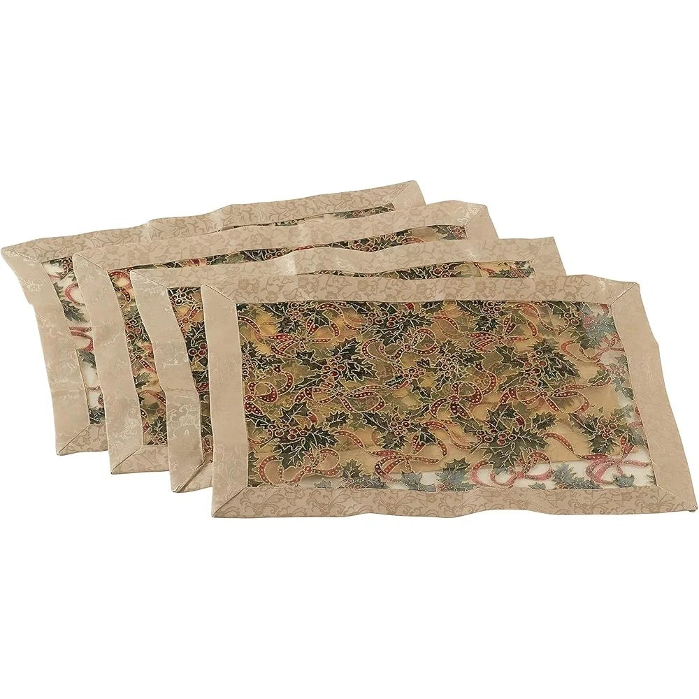 Warm Welcome Decor Christmas Placemat Set Of 4 Glitter