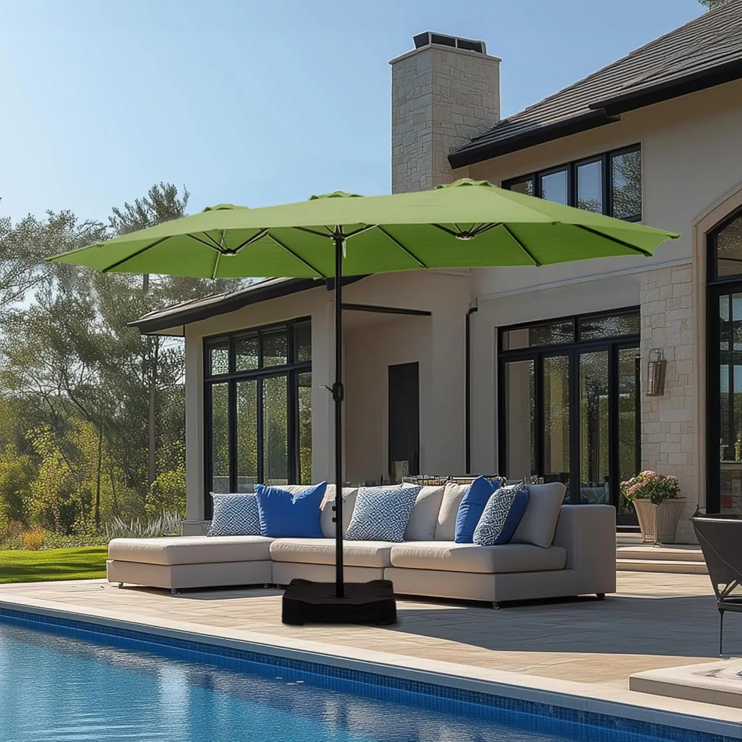 HUANZHUANG Double Sided Patio Umbrella With Base Included