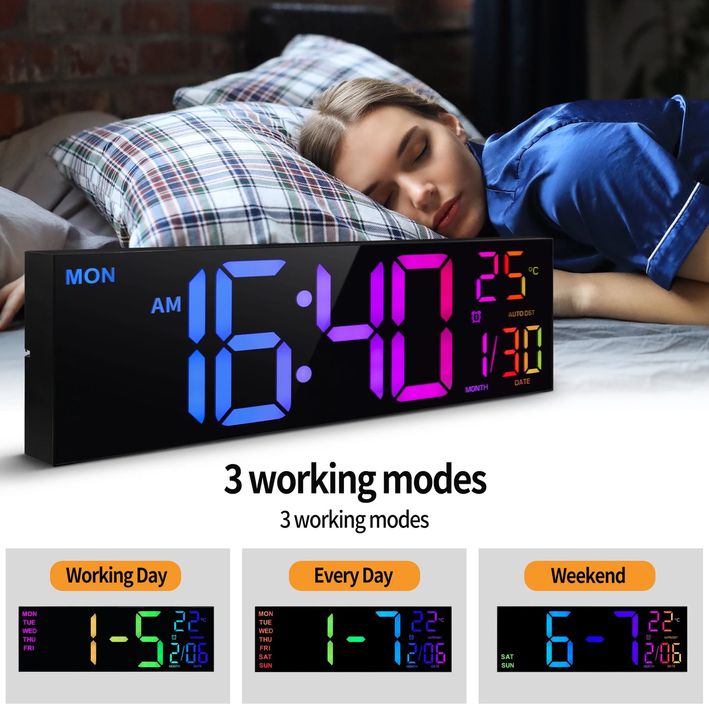 Warm Welcome Decor Digital Wall Clock Remote Temperature