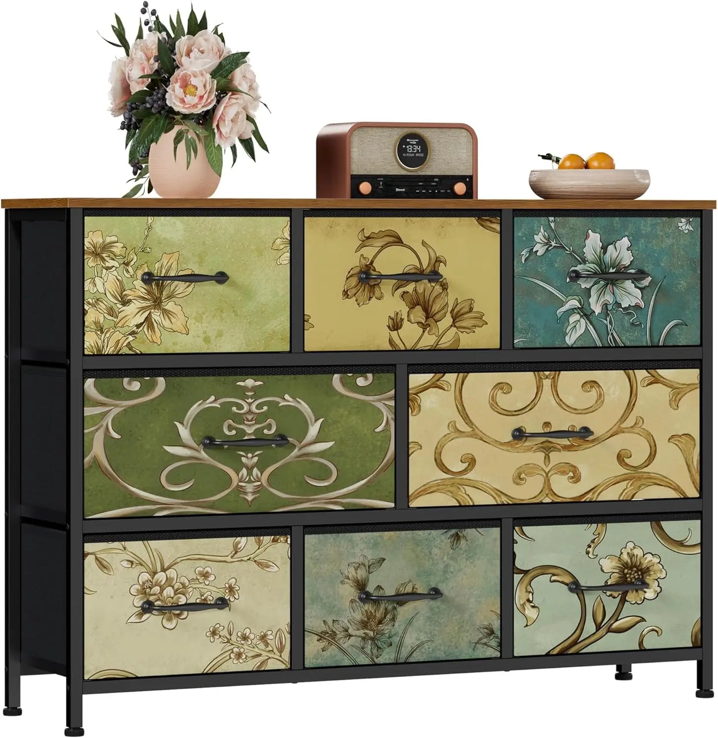 Vertical Dresser for Bedroom, Tall Skinny Storage Tower with 5 Fabric Drawers, Chest of Drawers for Living Room, Dorm, Entryway,