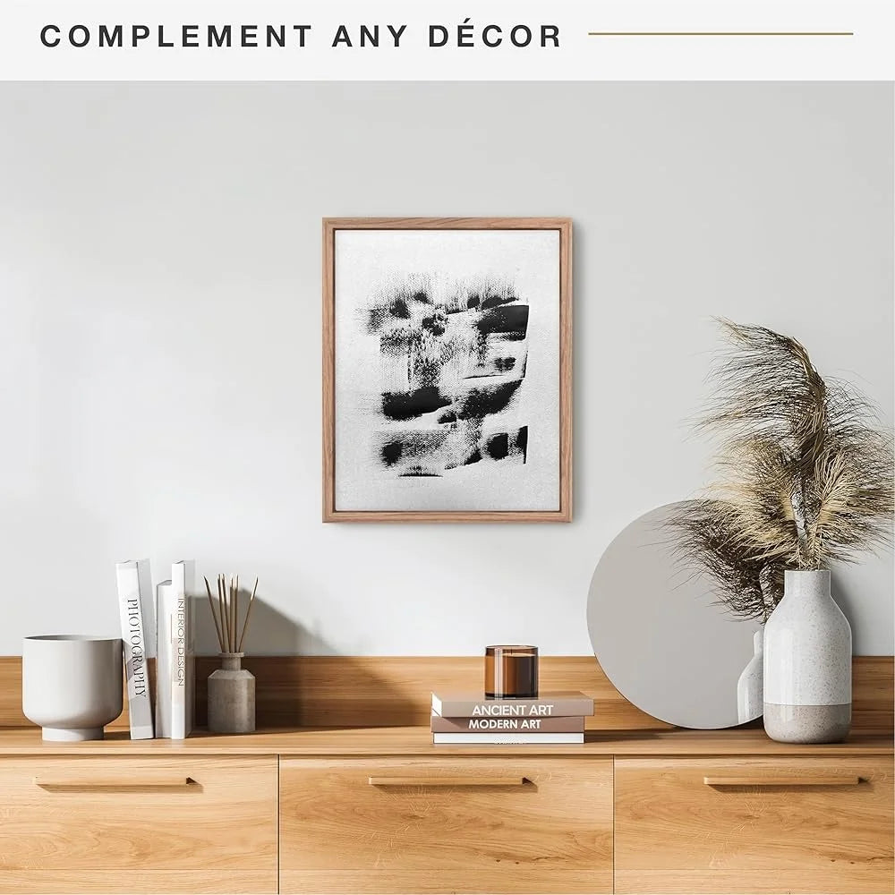 Canvas Float Frame 16x20 Walnut Woodgrain Wall Hanging Large Frame Easy Use Vertical Horizontal Display Art