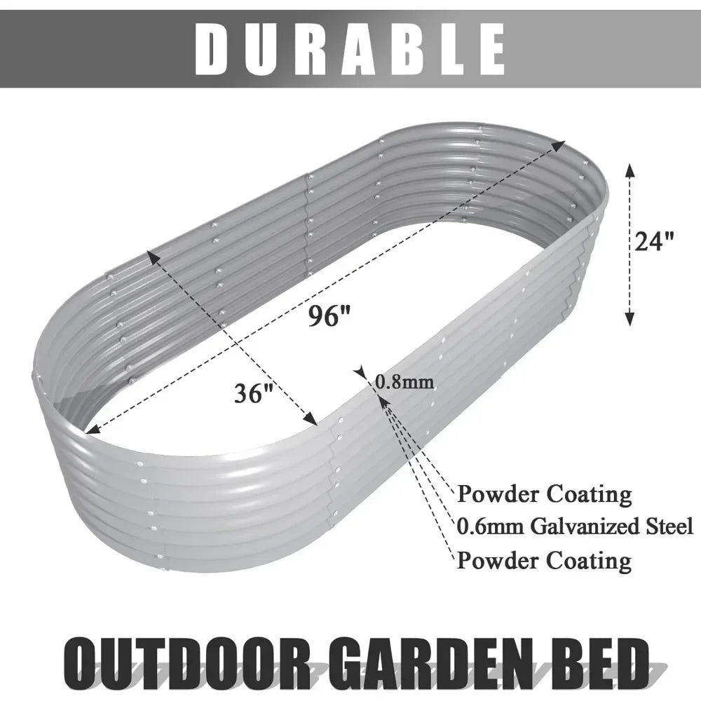 Galvanized Raised Garden Bed Kit Oval Metal Planter Box