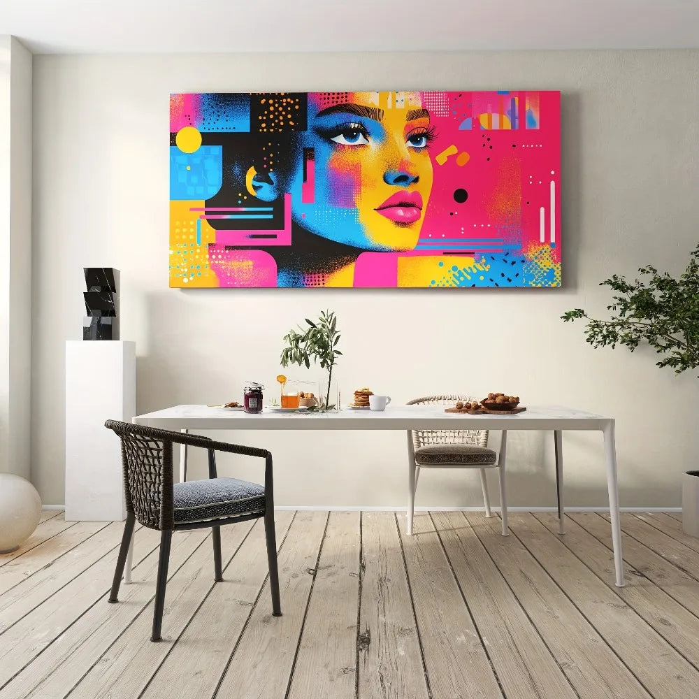 Hign-concerned Vibrant Pop Art Female Silhouette Canvas