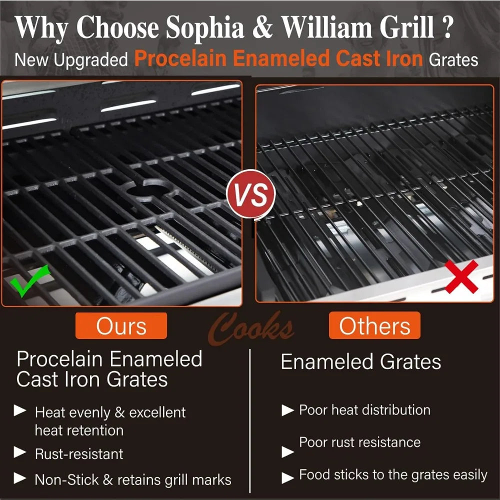Sophia And William 6 Burner Propane Grill With Side Burner