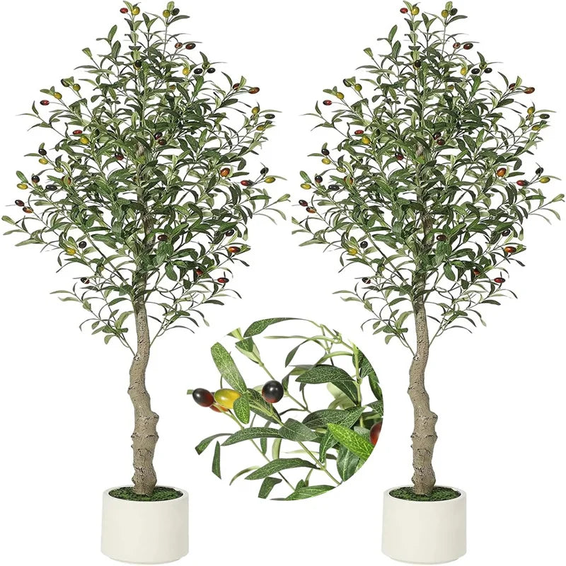 HiMISSCN Faux Olive Tree Lifelike Indoor Planter Moss
