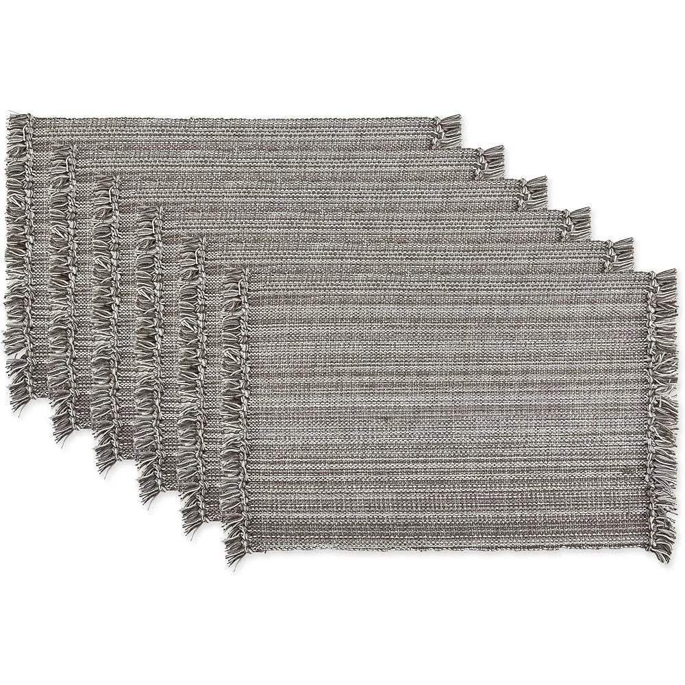 Warm Welcome Decor Cotton Placemat Set Of Six Fringe Mats