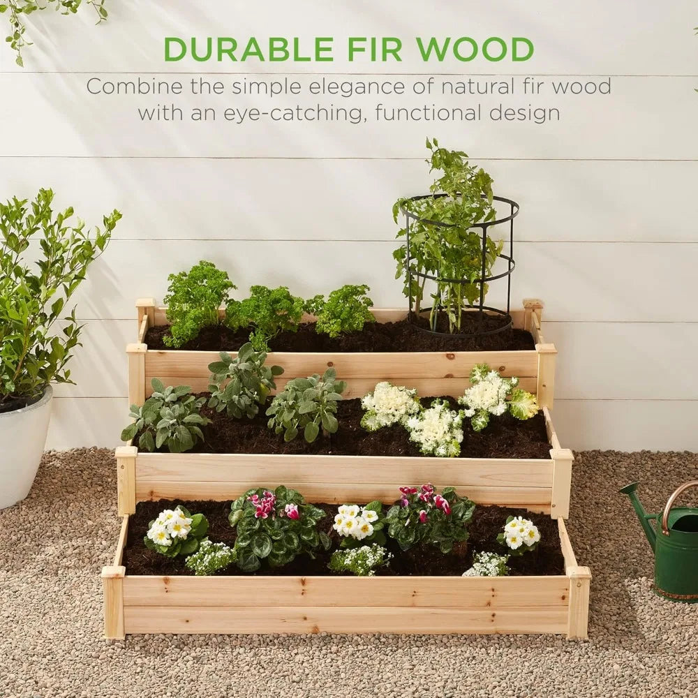JIAOYING Fir Wood Raised Garden Bed Planter Kit Stackable