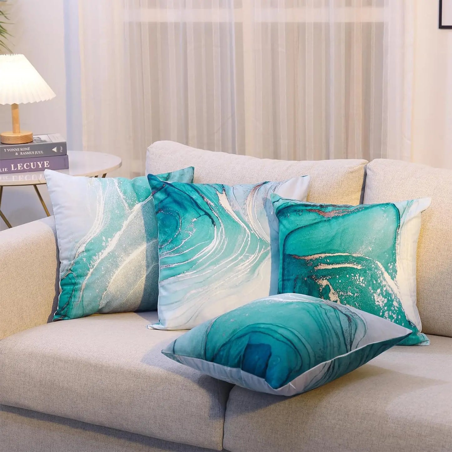 Craft of Weaving Marble Texture Velvet Throw Pillow Covers