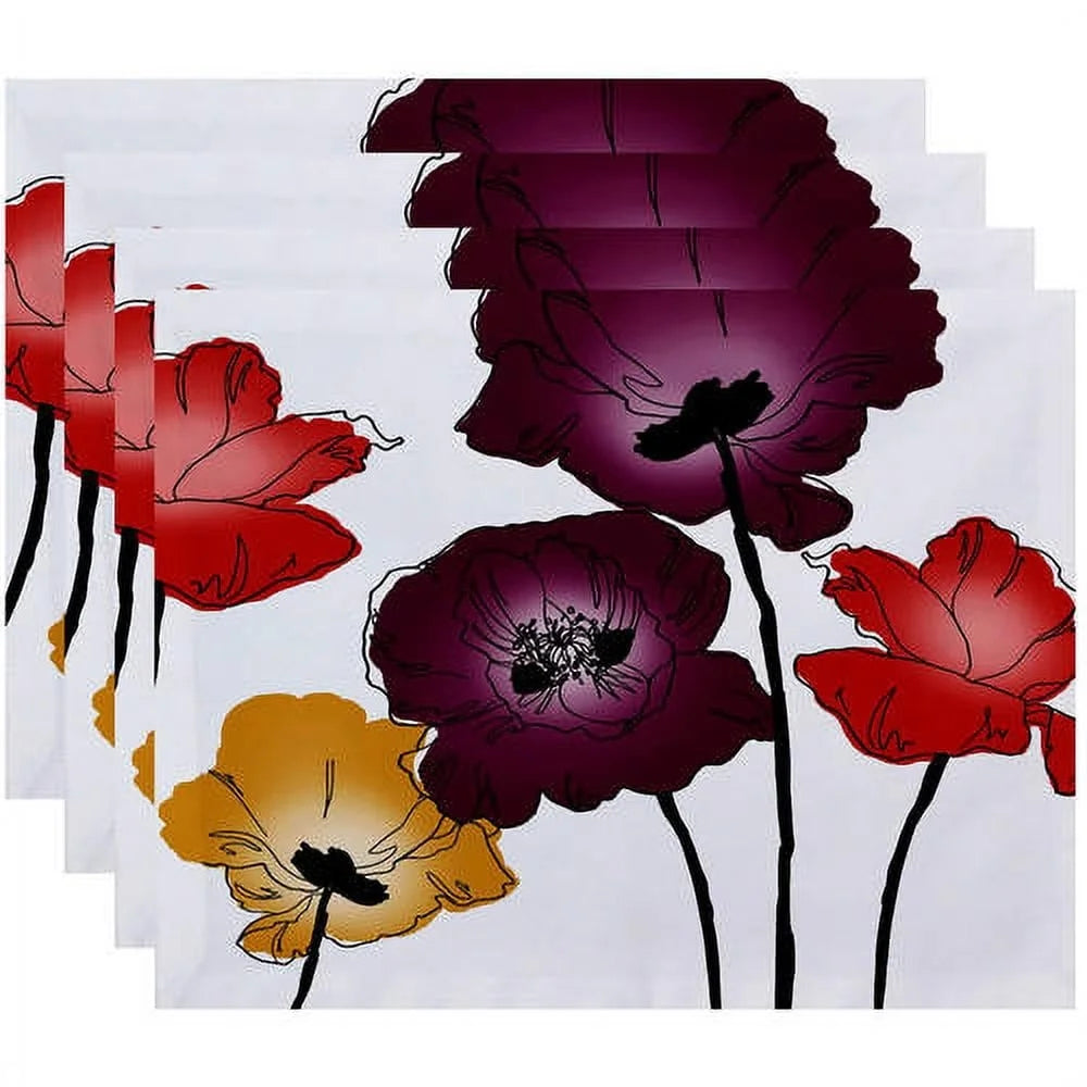 Warm Welcome Decor Elegant Floral Placemats Set of 4