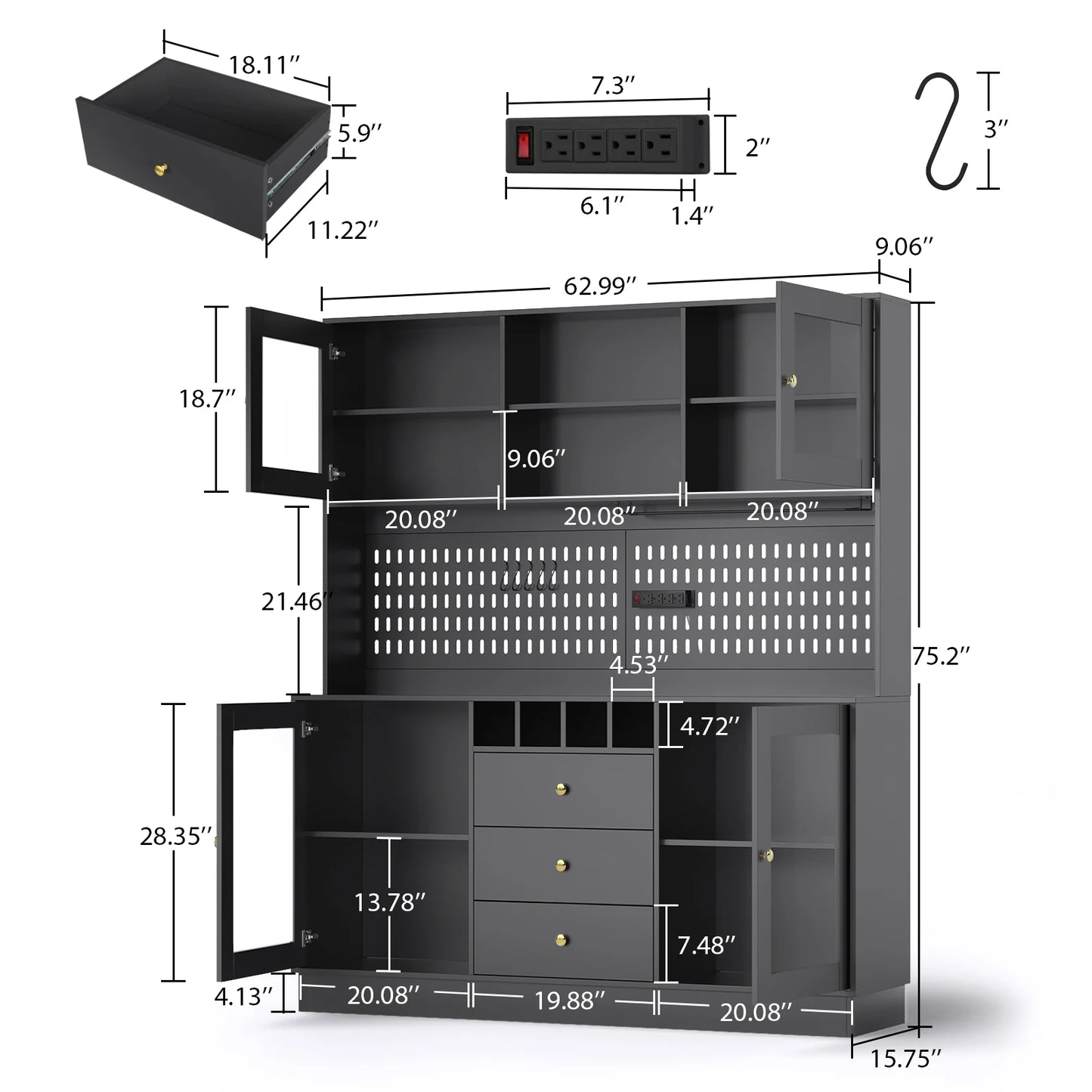 Warm Welcome Decor Pantry Cabinet Freestanding Storage Hutch