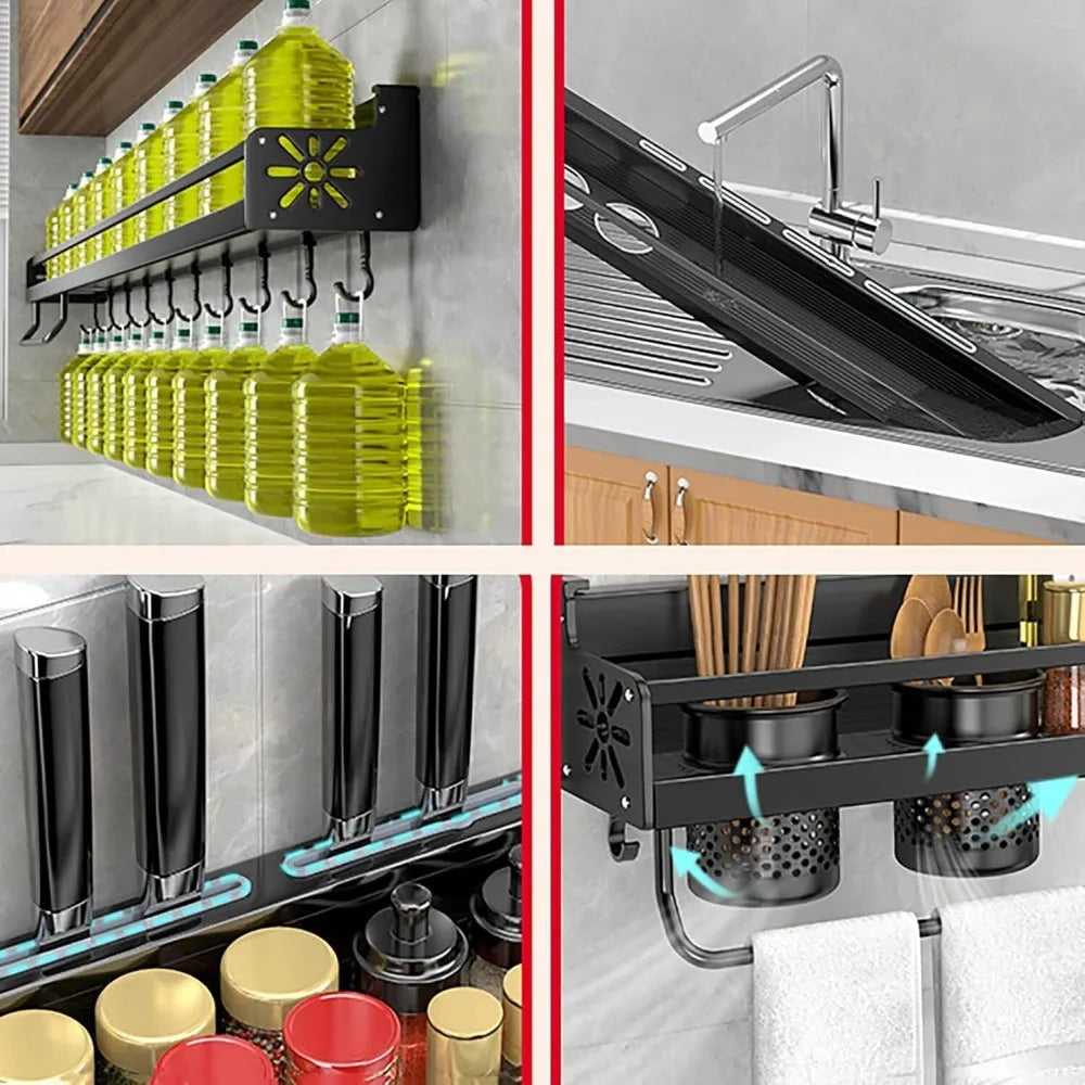 Wall Mounted Kitchen Organizer Spice Rack And Knife Holder