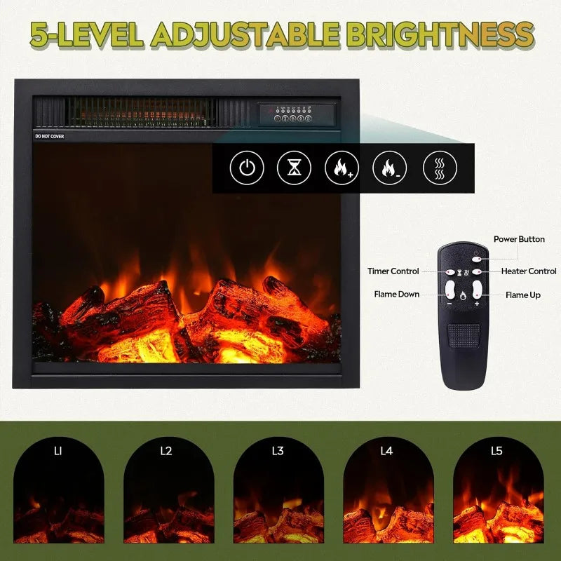 XMSJ Fireplace TV Stand with Built-In Electric Heater Console