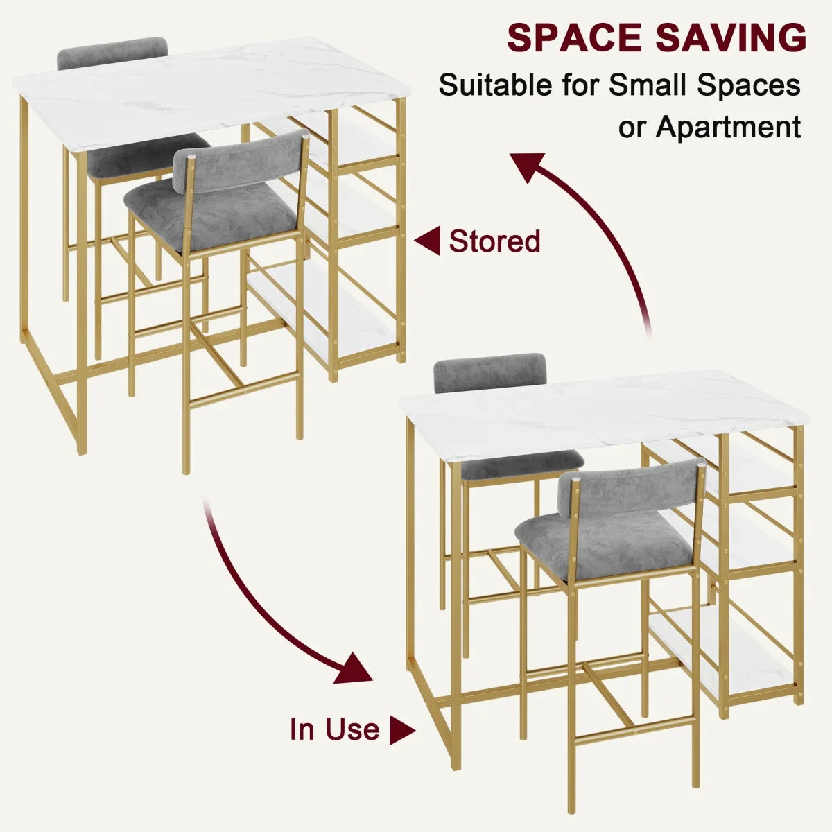 Warm Welcome Decor 2 Person Dining Table Set With Chairs