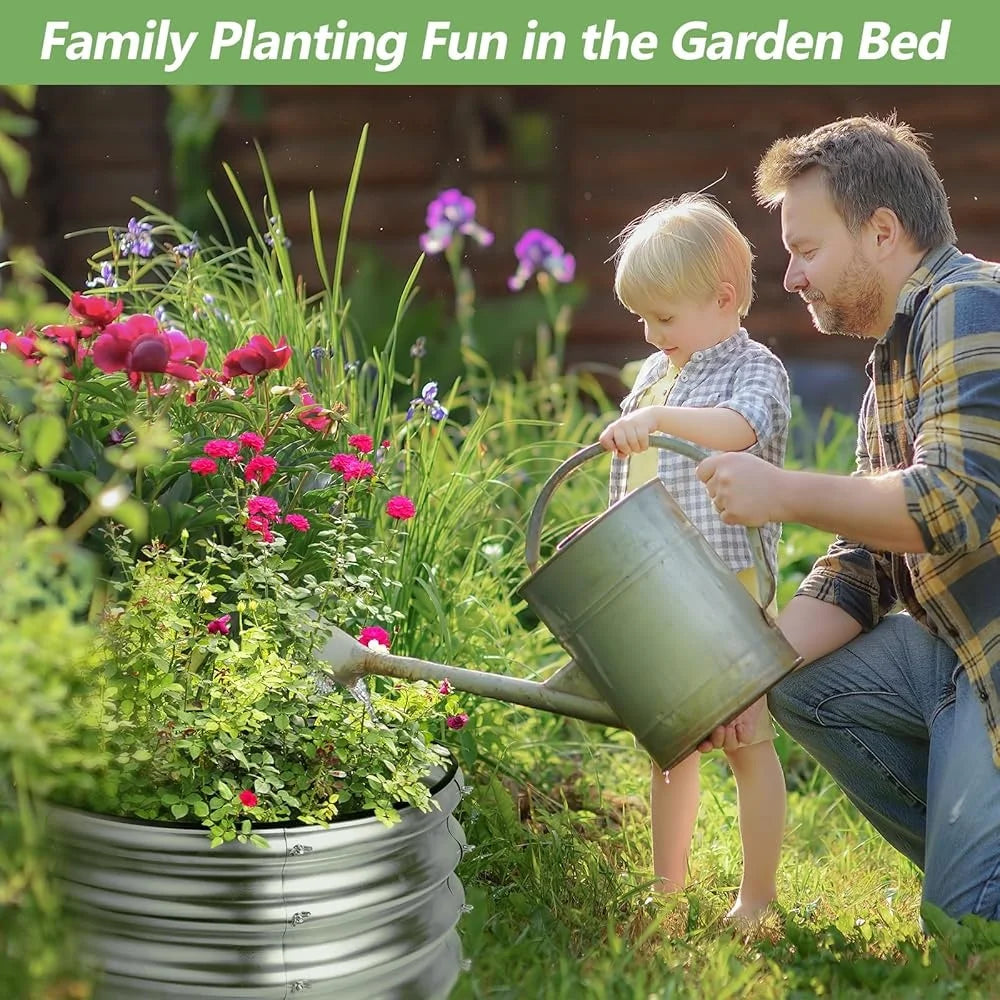 XMSJ Galvanized Raised Garden Bed Kit Outdoor Metal Planter