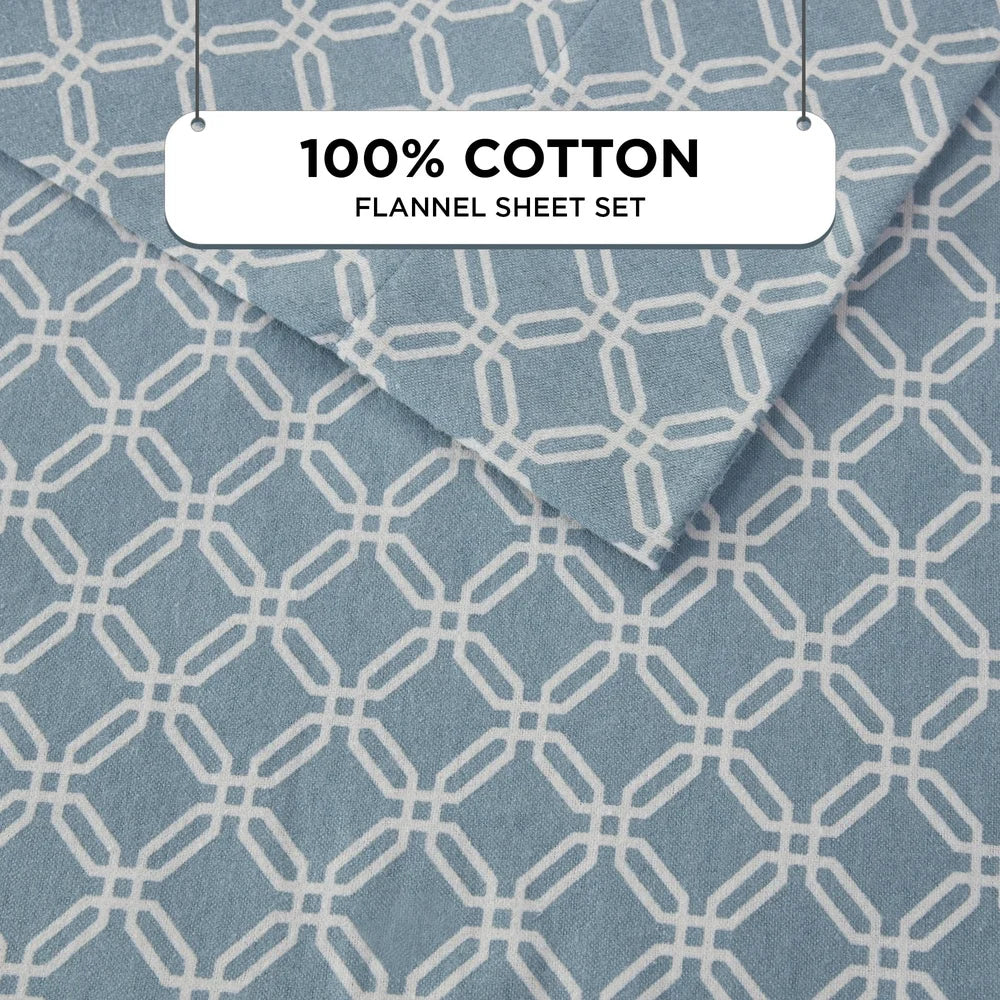 DUTRIEUX Geometric Cotton Flannel Sheet Set 4 Piece