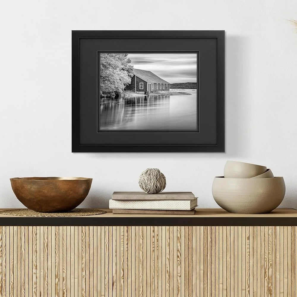 DUTRIEUX Wood Wall Frame With Double Mat Easy Hang Decor