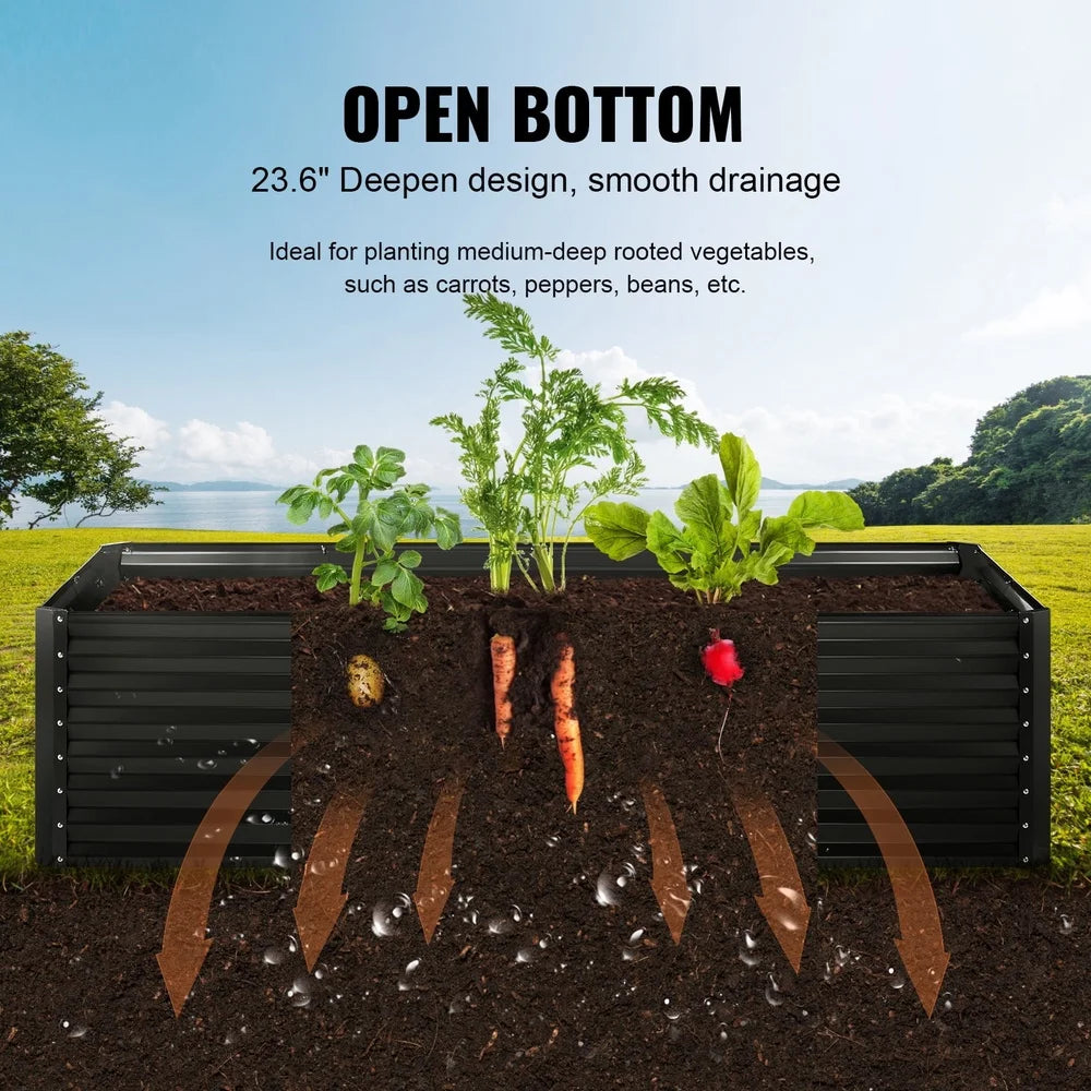 XMSJ Galvanized Metal Raised Garden Bed Planter Box