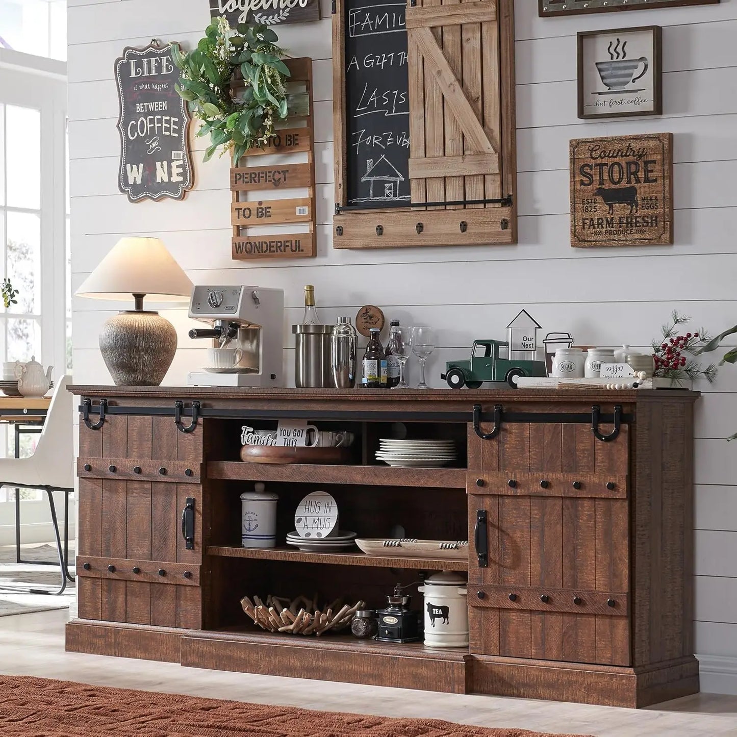 Guangbai Farmhouse Sideboard Cabinet With Sliding Barn Door