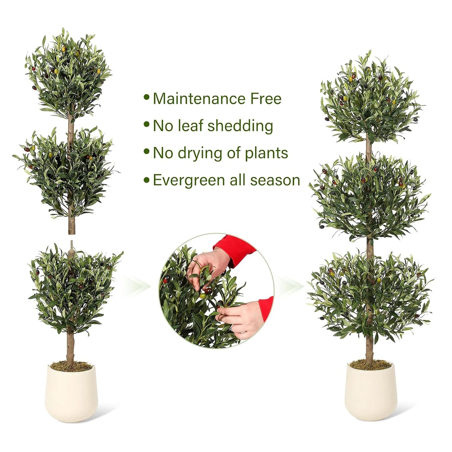 HiMISCN Artificial Olive Tree Indoor Faux With Planter