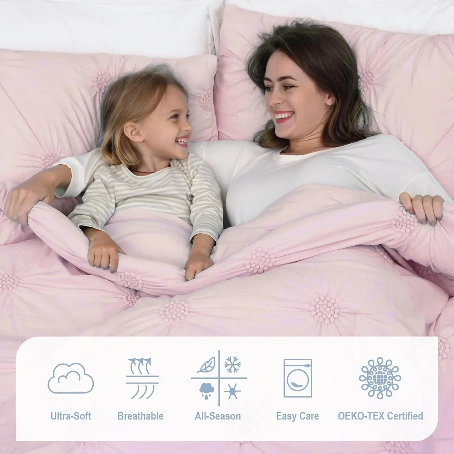 Craft Of Weaving 3D Floral Pintuck Comforter Set 3 Piece
