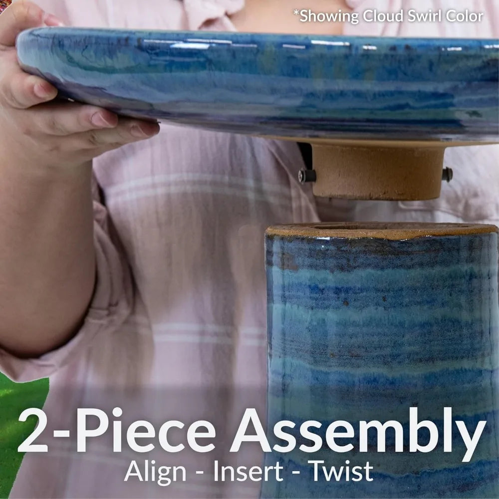 Sunnydaze Ceramic Outdoor Bird Bath Hand Painted UV Frost