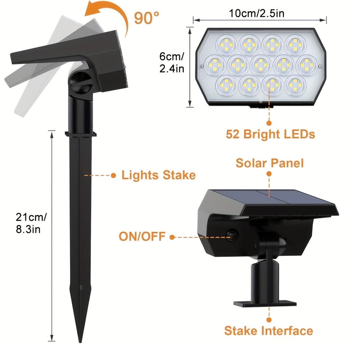 Outdoor Solar Spotlight 2 In 1 Landscape Security Light