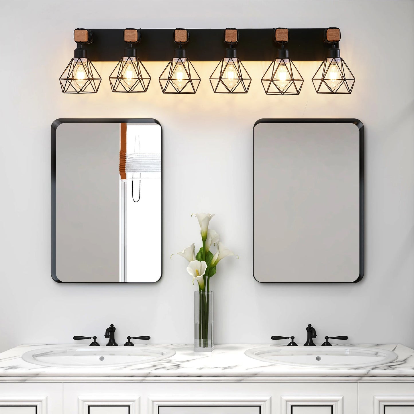 Vanity Wall Light Cage Farmhouse Geometric Style E26