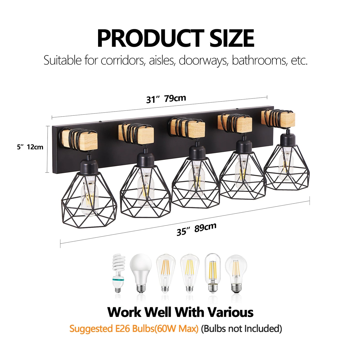 Vanity Wall Light Cage Farmhouse Geometric Style E26