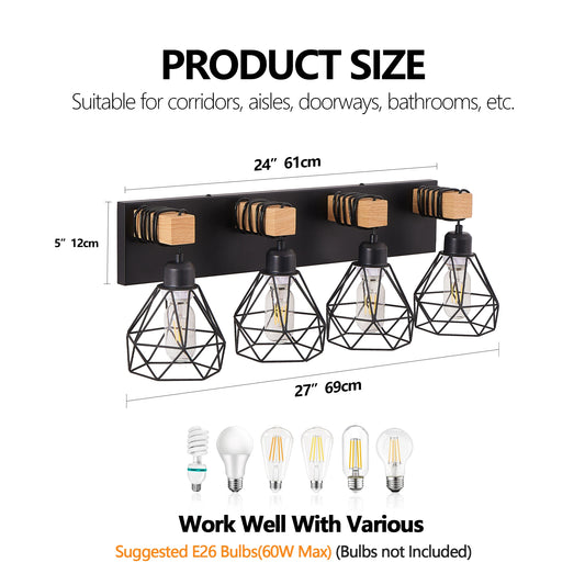 Vanity Wall Light Cage Farmhouse Geometric Style E26
