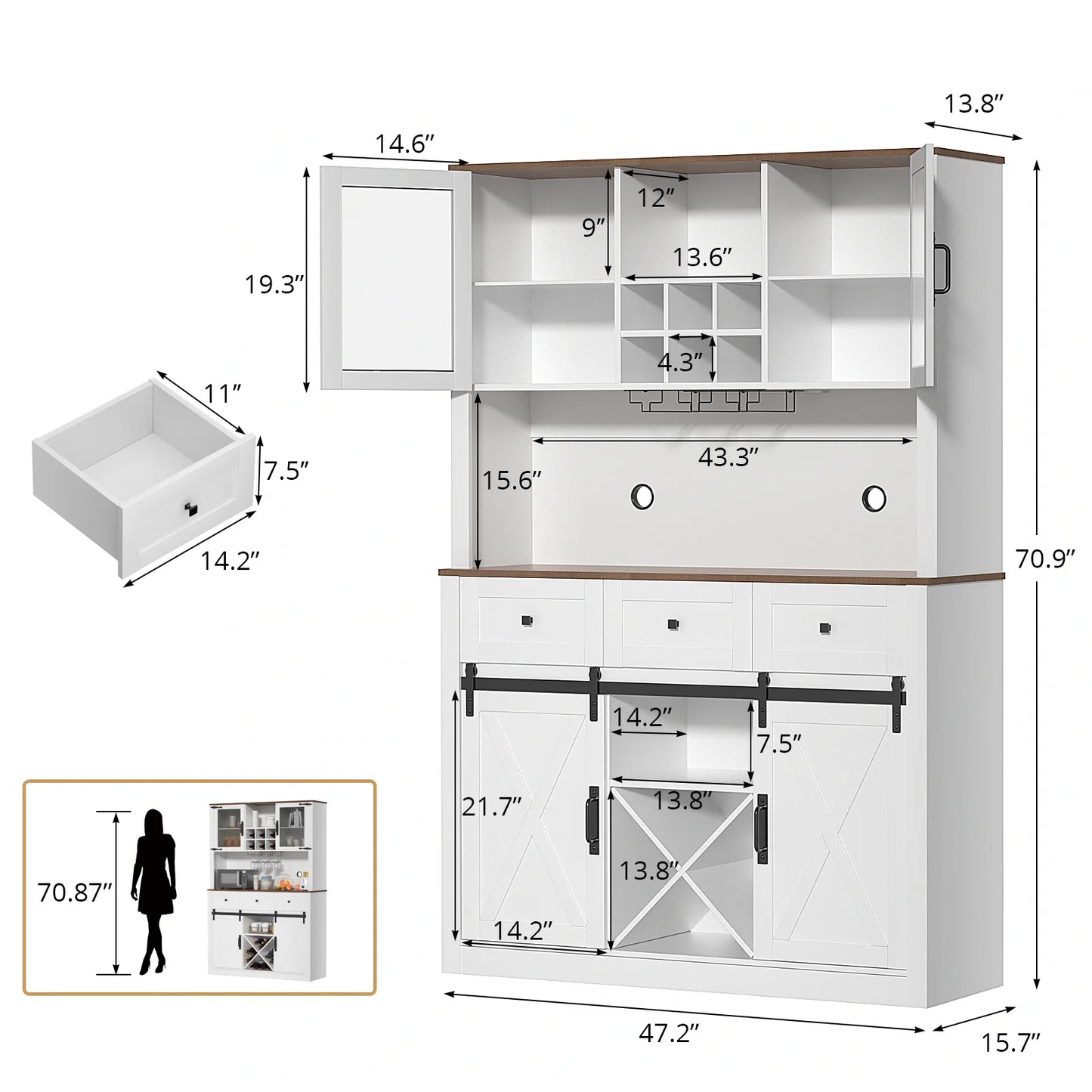 Warm Welcome Decor VOWNER Bar Cabinet With Sliding Door