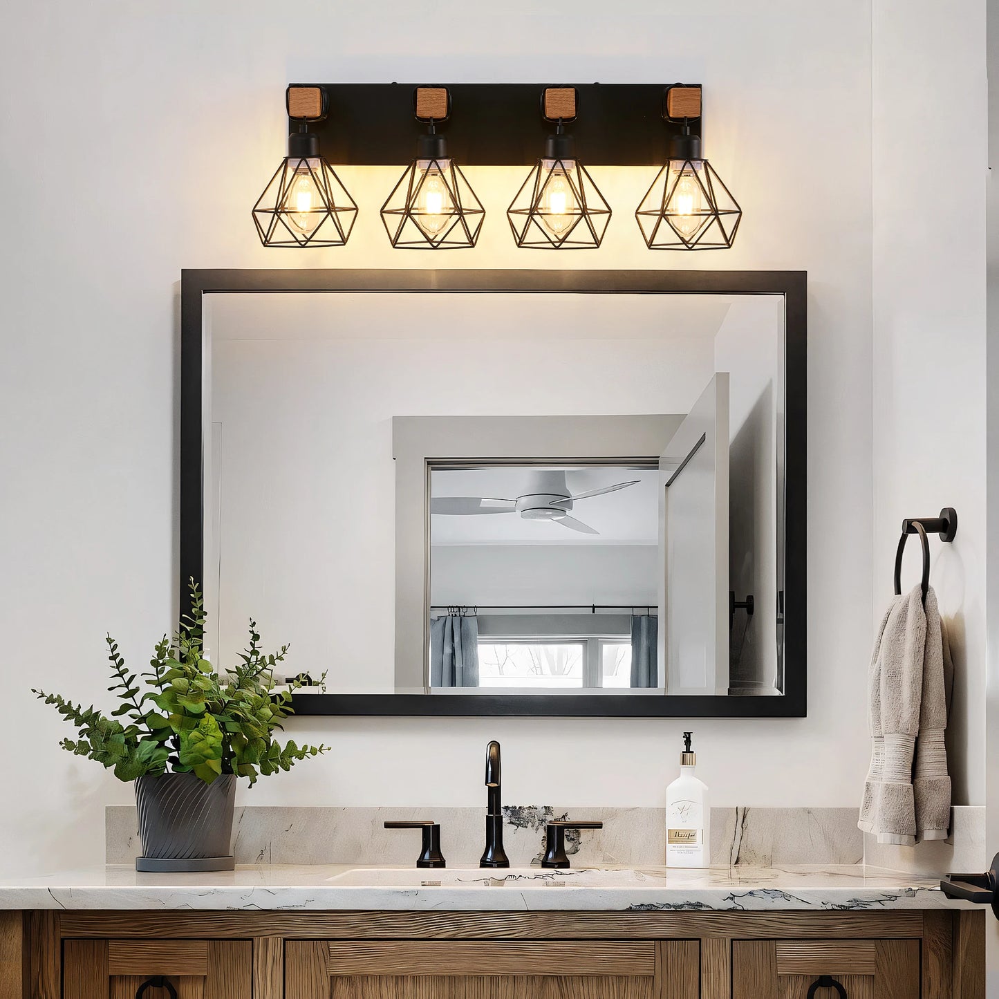 Vanity Wall Light Cage Farmhouse Geometric Style E26