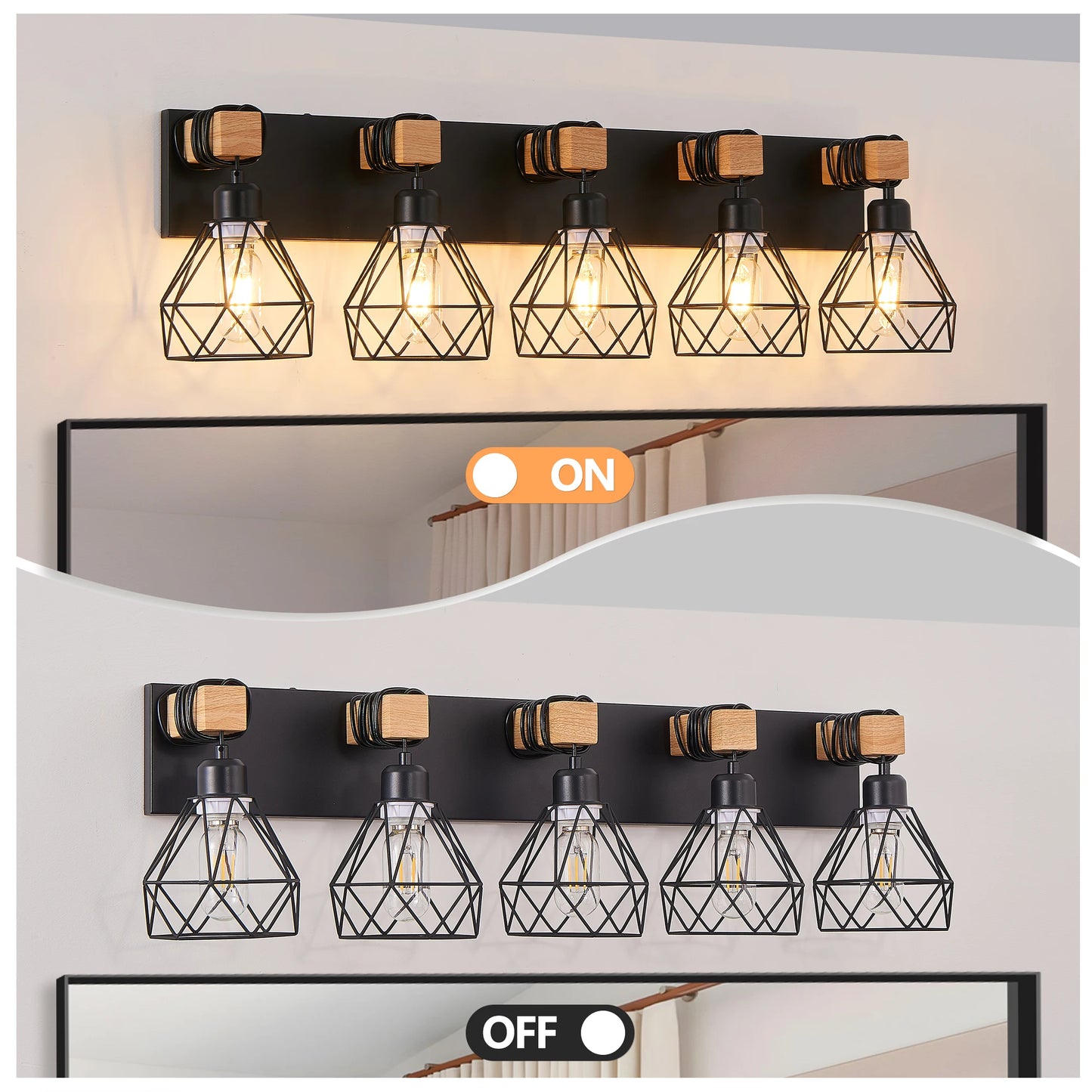 Vanity Wall Light Cage Farmhouse Geometric Style E26