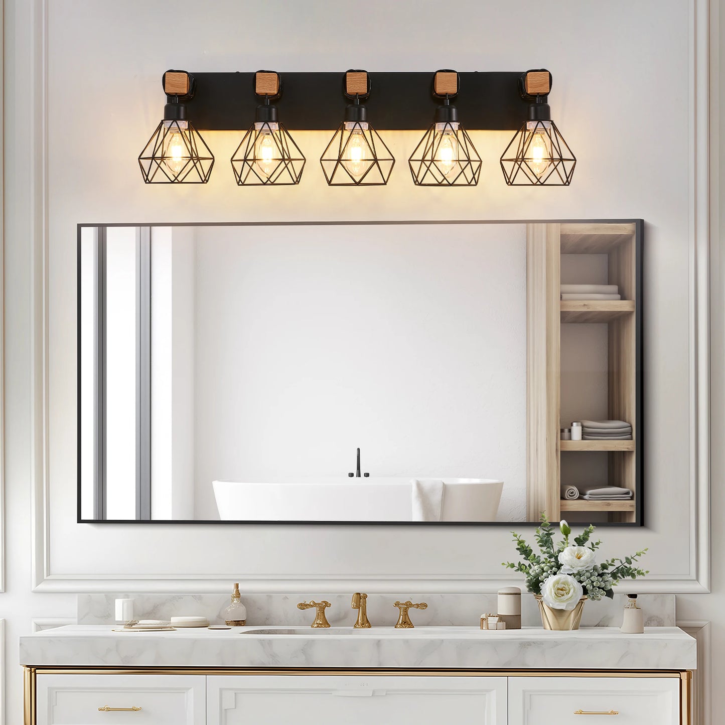 Vanity Wall Light Cage Farmhouse Geometric Style E26