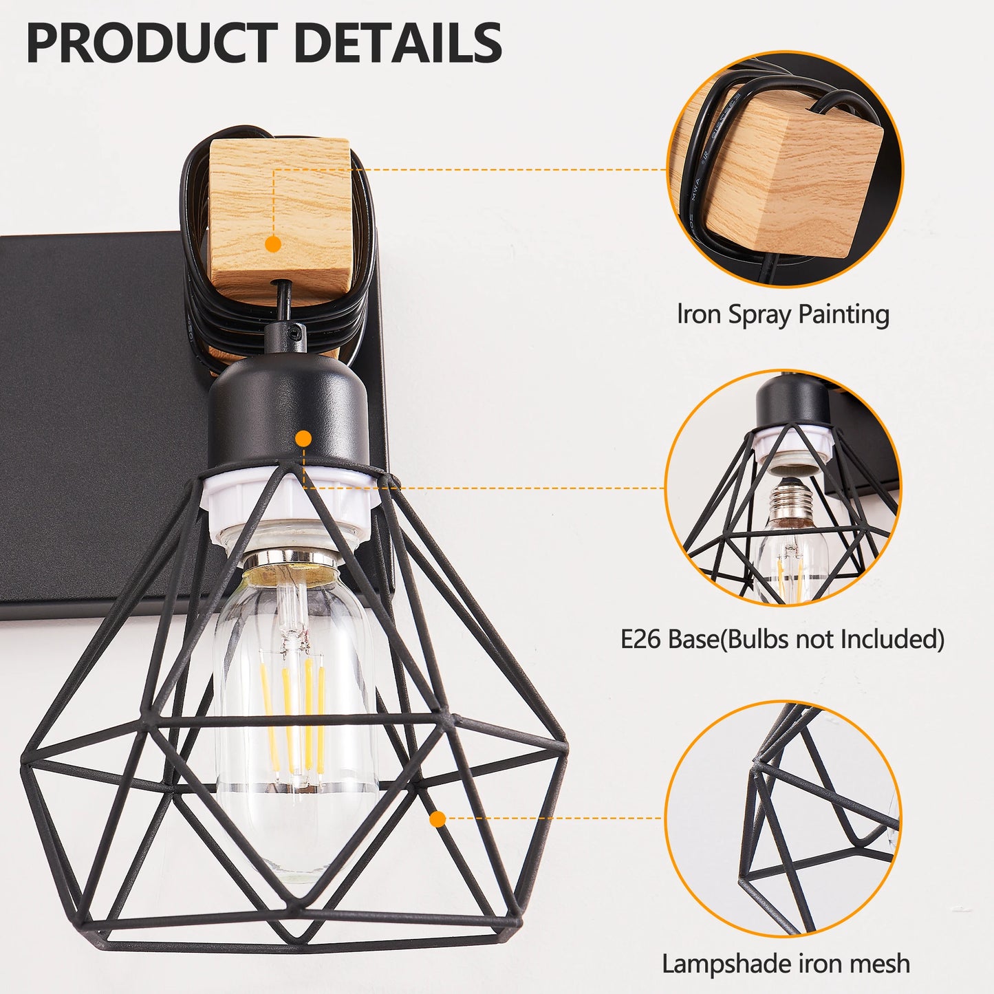 Vanity Wall Light Cage Farmhouse Geometric Style E26