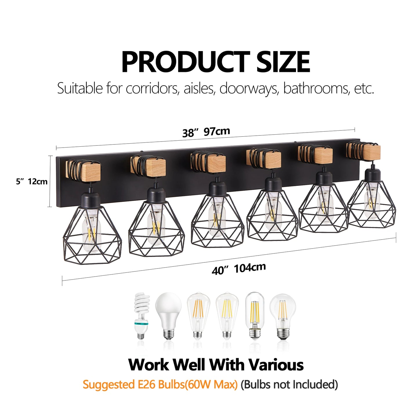 Vanity Wall Light Cage Farmhouse Geometric Style E26
